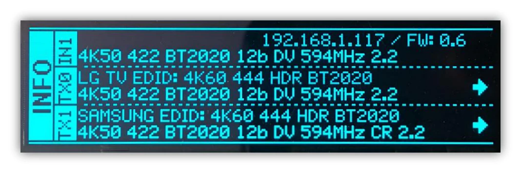 HDfury Vertex 2 – OLED zasilania / stanu